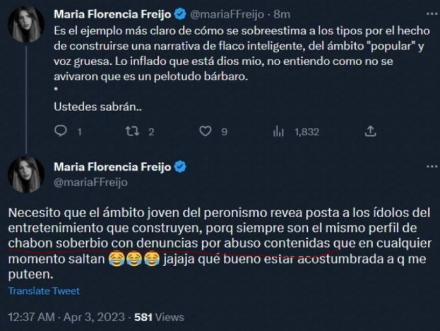 El mal momento de la escritora Flor Freijo tras ser amenazada