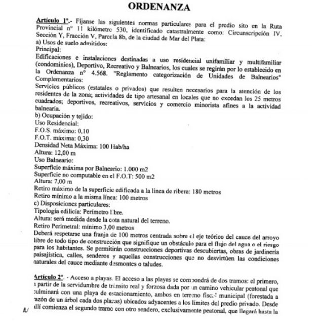 Polémica en La Reserva: una ordenanza hecha a la medida del proyecto