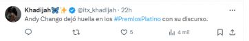 Andy Chango brindó un discurso en los Premios Platino y fue contundente contra Milei