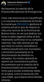 Senador del Pro rechazó la creación de la Empresa Bonaerense de Emergencias