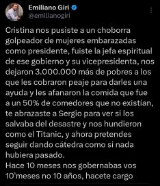 Carrancio y Giri arremeten contra Cristina