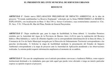 La Reserva: el EMSUR emitió una nueva declaración preliminar de impacto ambiental