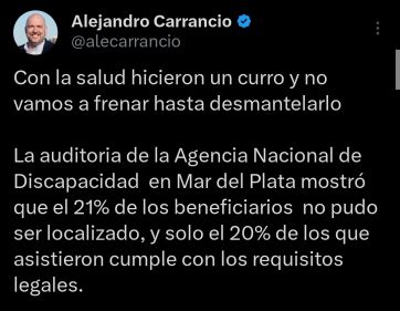 Carrancio: “Con la salud hicieron un curro y no vamos a frenar hasta desmantelarlo”