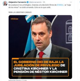 Quita de la jubilación de CFK: los cruces en redes