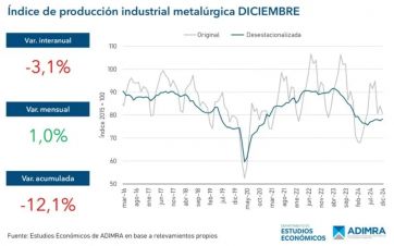 Alerta: con una caída del 12%, la industria metalúrgica cerró un 2024 para el olvido