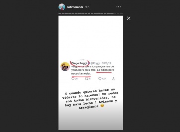 Sofi Morandi cruzó a un periodista de TN, luego de que él opinara sobre su programa